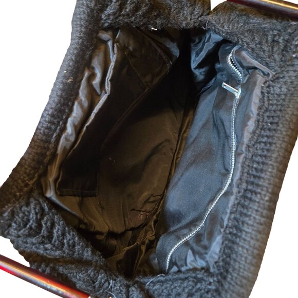 Vintage Christmas Wreath Knit Purse Black Holiday Retro Floral Handbag - Picture 5 of 16